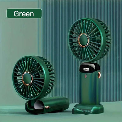 All - in - One Portable Mini Fan – Rechargeable, LED Night Light, 6 Speeds, Quiet & Foldable Design for Travel, Desk, or Bedroom - Shoppure Co