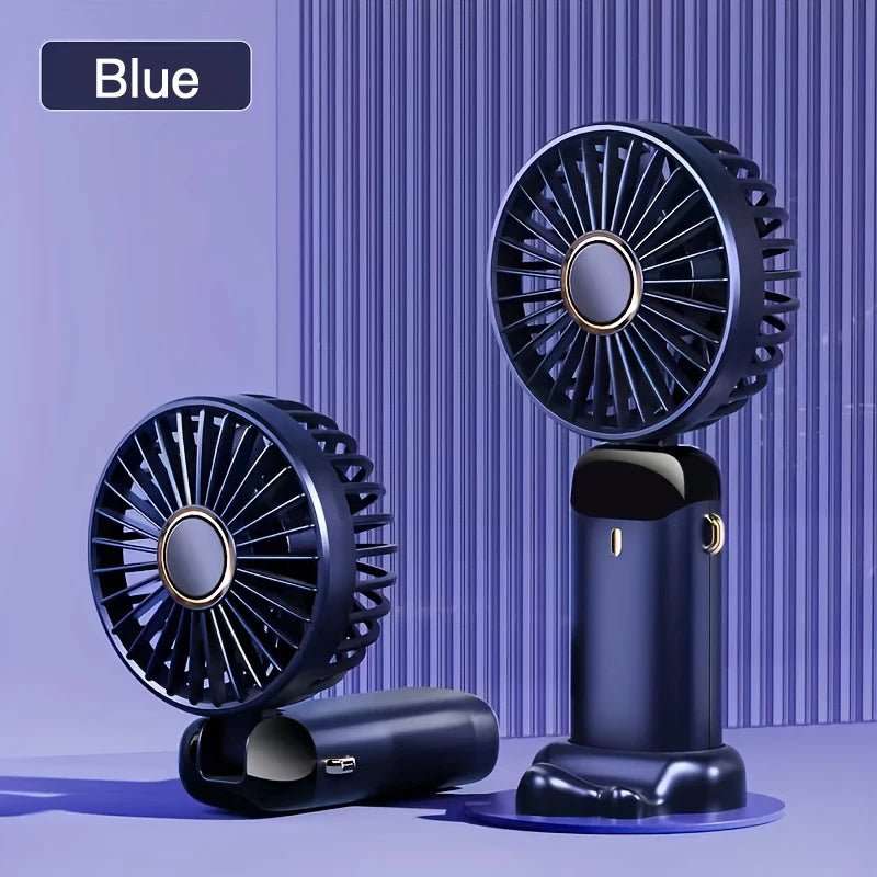 All - in - One Portable Mini Fan – Rechargeable, LED Night Light, 6 Speeds, Quiet & Foldable Design for Travel, Desk, or Bedroom - Shoppure Co
