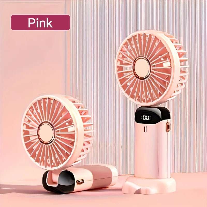All - in - One Portable Mini Fan – Rechargeable, LED Night Light, 6 Speeds, Quiet & Foldable Design for Travel, Desk, or Bedroom - Shoppure Co