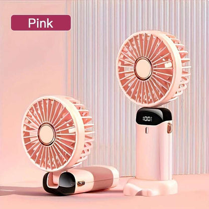 All - in - One Portable Mini Fan – Rechargeable, LED Night Light, 6 Speeds, Quiet & Foldable Design for Travel, Desk, or Bedroom - Shoppure Co