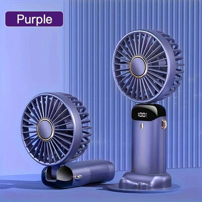 All - in - One Portable Mini Fan – Rechargeable, LED Night Light, 6 Speeds, Quiet & Foldable Design for Travel, Desk, or Bedroom - Shoppure Co