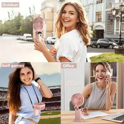 All - in - One Portable Mini Fan – Rechargeable, LED Night Light, 6 Speeds, Quiet & Foldable Design for Travel, Desk, or Bedroom - Shoppure Co