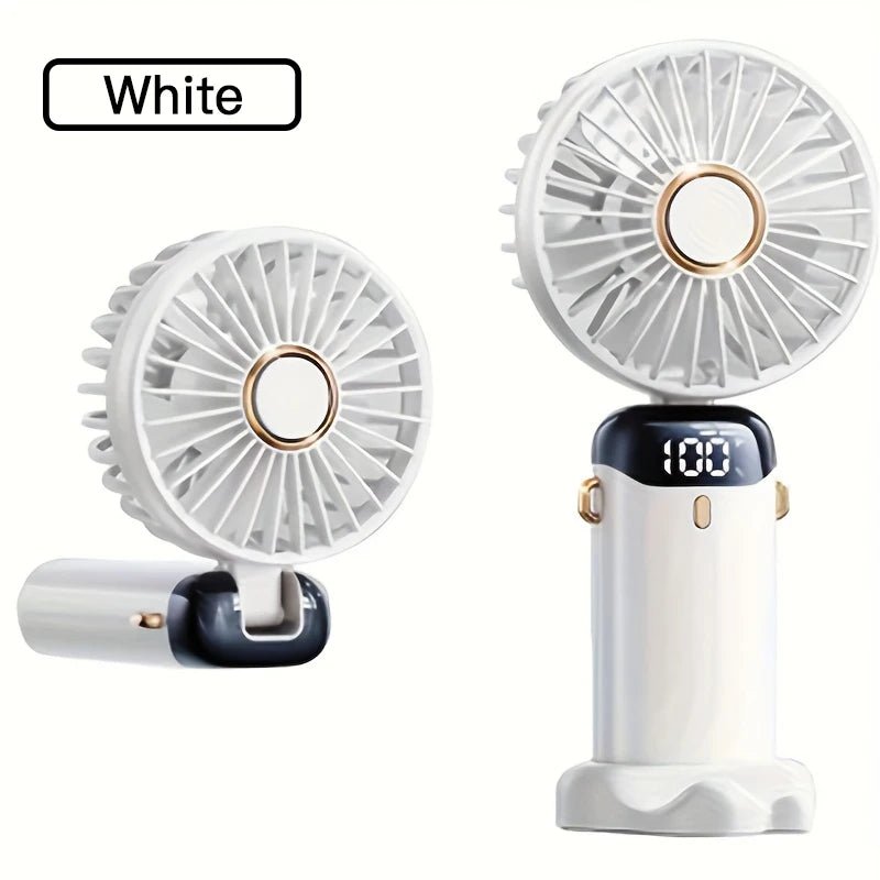 All - in - One Portable Mini Fan – Rechargeable, LED Night Light, 6 Speeds, Quiet & Foldable Design for Travel, Desk, or Bedroom - Shoppure Co