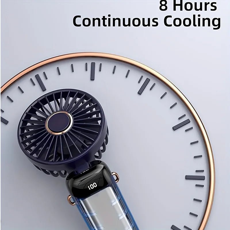 All - in - One Portable Mini Fan – Rechargeable, LED Night Light, 6 Speeds, Quiet & Foldable Design for Travel, Desk, or Bedroom - Shoppure Co