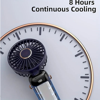 All - in - One Portable Mini Fan – Rechargeable, LED Night Light, 6 Speeds, Quiet & Foldable Design for Travel, Desk, or Bedroom - Shoppure Co
